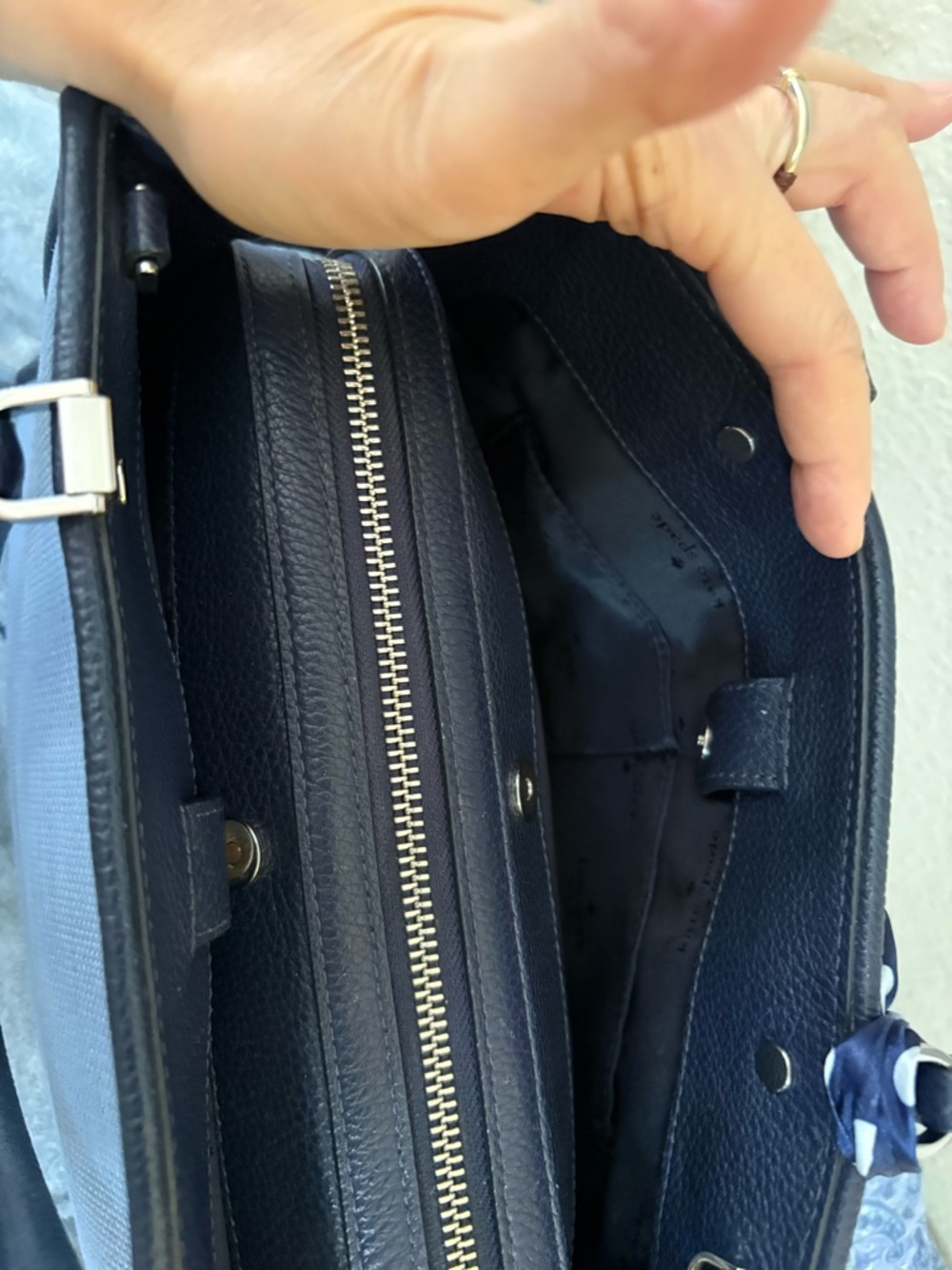 kate spade Leila Blue Floral Embroidered Top-Handle Bag with Crossbody Strap EUC - Picture 7 of 16